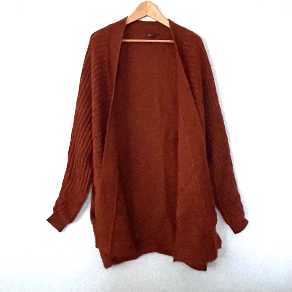 Maje Rust Open-Front Ribbed Knit Cardigan - Picture 7 of 13